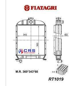 RT1019 - RADIATORE FIAT AGRIFULL 211 - 215 - 231 - 214 - 251 OEM: 585465