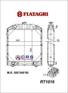 RT1016 - RADIATORE FIAT AGRI 780/840/880/980 OEM 5156061- 5156059 - 514388 - 4997175 - 4997298